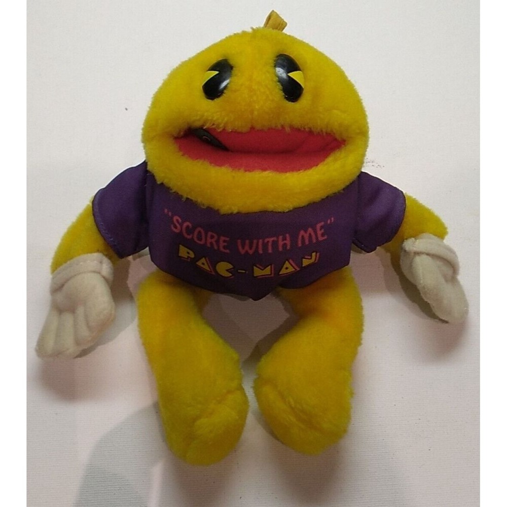 Vintage Knickerbocker PAC-Man 8” Stuffed Toy Plush “Score With Me” 1980s